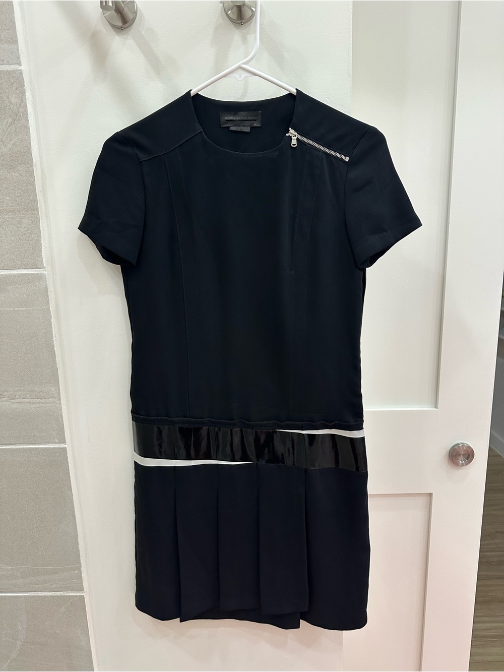 Diesel Black Gold Detlem Dress Black Pleated Zip Drop Waist EU 36 $650 MSRP